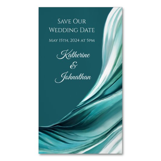 Bruiloft Bewaar onze Datum- Modern Emerald Green- Magnetisch Visitekaartje (Voorkant Verticaal)