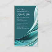 Bruiloft Bewaar onze Datum- Modern Emerald Green- Visitekaartje (Voorkant)