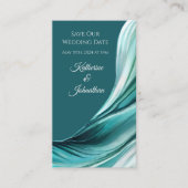 Bruiloft Bewaar onze Datum- Modern Emerald Green- Visitekaartje (Voorkant)
