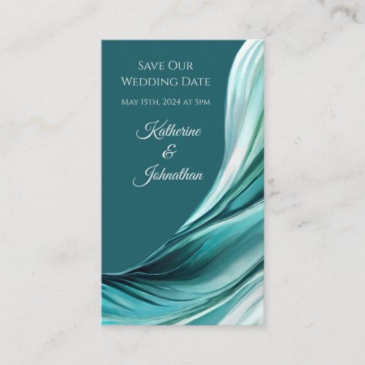 Bruiloft Bewaar onze Datum- Modern Emerald Green- Visitekaartje (Voorkant)