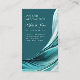 Bruiloft Bewaar onze Datum- Modern Emerald Green- Visitekaartje