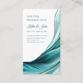 Bruiloft Bewaar onze Datum- Modern Emerald Green- Visitekaartje (Voorkant)