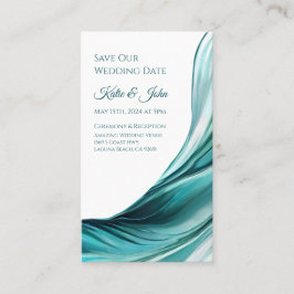 Bruiloft Bewaar onze Datum- Modern Emerald Green- Visitekaartje