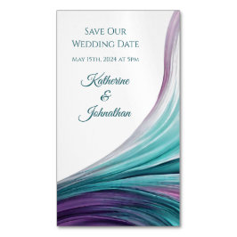 Bruiloft Bewaar onze Datum - Modern-Paarse en Blau Magnetisch Visitekaartje