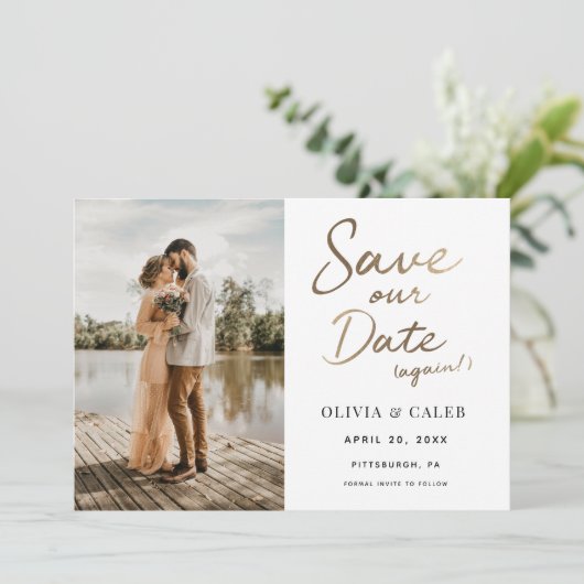 Bruiloft Bewaar onze datum opnieuw Kaart (Staand voorkant)