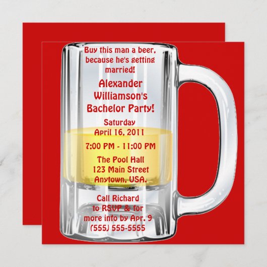 Bruiloft Biertje Mok Kaart (Voorkant / Achterkant)