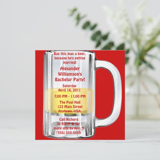 Bruiloft Biertje Mok Kaart (Staand voorkant)