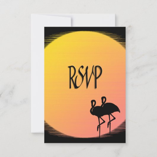 Bruiloft bij zonsondergang met vlammend effect RSVP kaartje (Achterkant)