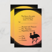 Bruiloft bij zonsondergang met vlammend effect RSVP kaartje (Voorkant / Achterkant)