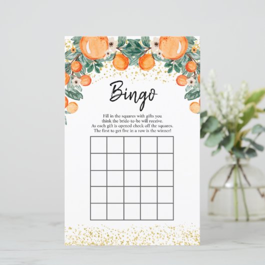 Bruiloft Bingo Spellen van Orange main squeeze (Staand voorkant)