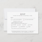 Bruiloft blad kunst monogram zwart wit maaltijd br RSVP kaartje (Achterkant)