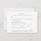 Bruiloft blad lijn art monogram blauwe maaltijd br RSVP kaartje (Achterkant)