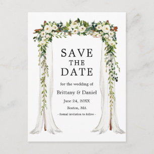 Bruiloft Bladerdak Arch Waterverf Groene Bloemen Aankondigingskaart