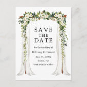 Bruiloft Bladerdak Arch Waterverf Groene Bloemen Aankondigingskaart (Voorkant)