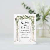 Bruiloft Bladerdak Arch Waterverf Groene Bloemen Aankondigingskaart (Staand voorkant)