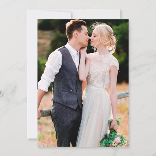 Bruiloft Bladerdak Foto Roze Stoffig Blauw Bloemen Save The Date (Achterkant)