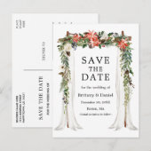 Bruiloft Bladerdak Winter Bloemen Save The Date Aankondigingskaart (Voorkant / Achterkant)