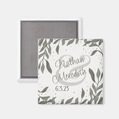 Bruiloft Bladeren Eenvoudig Elegant Modern Inspire Magneet (Voorkant / Achterkant)