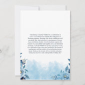 Bruiloft Blauw Bloem Boeket Waterverf Kaart (Achterkant)