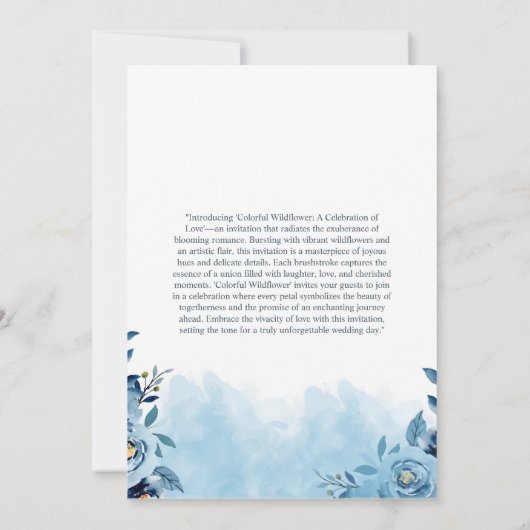 Bruiloft Blauw Bloem Boeket Waterverf Kaart (Achterkant)