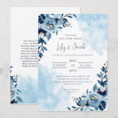 Bruiloft Blauw Bloem Boeket Waterverf Kaart (Voorkant / Achterkant)