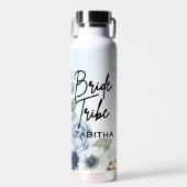 Bruiloft Blauw Bloemen "Bruid Tribe" aangepaste na Waterfles (Voorkant)