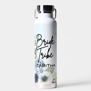 Bruiloft Blauw Bloemen "Bruid Tribe" aangepaste na Waterfles