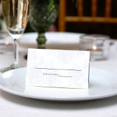 Bruiloft Blauw Bloemen Receptie Zitplaatsen Plaatskaartje