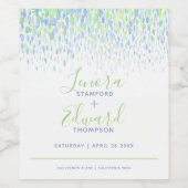 Bruiloft blauw groen douchen cascade moderne kunst wijn etiket (Enkel label)