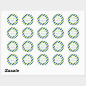 Bruiloft blauw kobalt groene strepen ronde sticker (Vel)