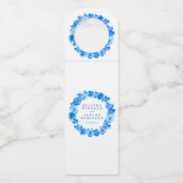 Bruiloft blauw pansy waterverf op maat flessenhanger