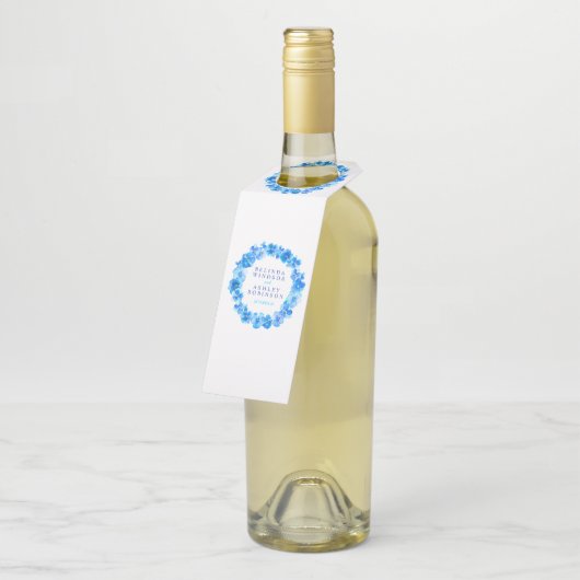 Bruiloft blauw pansy waterverf op maat flessenhanger (Schuin)