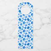 Bruiloft blauw pansy waterverf op maat flessenhanger (Achterkant)