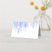 Bruiloft blauw roze bloem cascade plaats kaart plaatskaartje (Achterkant)