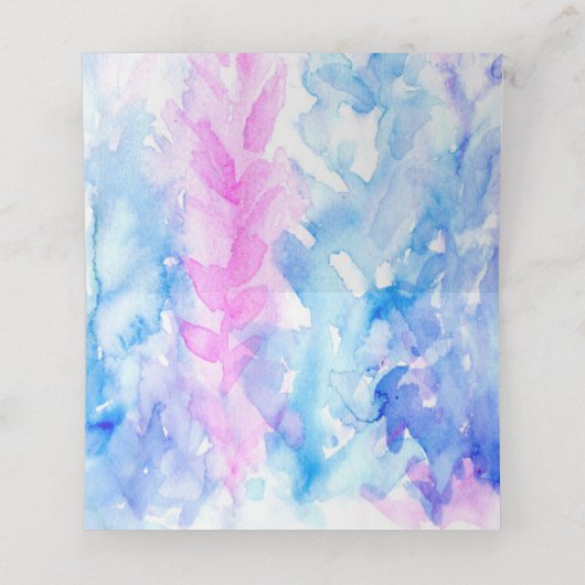 Bruiloft blauw roze bloem cascade plaats kaart plaatskaartje (Binnenkant ongevouwen)