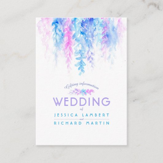 Bruiloft blauwe bloem cascade cadeau register kaar informatiekaartje (Voorkant)