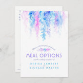 Bruiloft blauwe bloem cascade maaltijd opties kaar informatiekaartje (Voorkant / Achterkant)