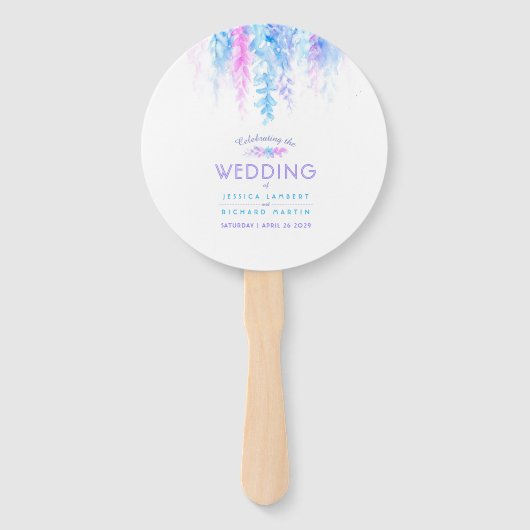 Bruiloft blauwe bloem cascade programma fans handwaaier (Voorkant)