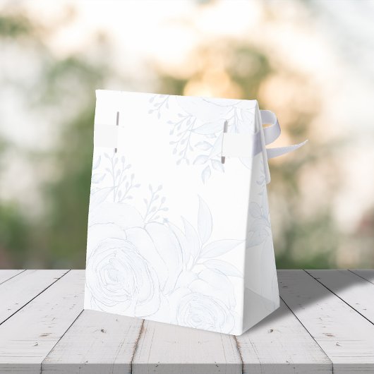 Bruiloft Blauwe Bloemen Botanisch Blauw Script Bedankdoosjes