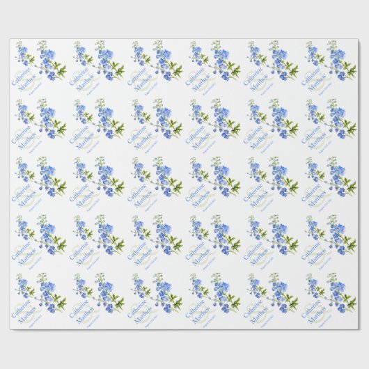 Bruiloft blauwe delphinium kunst aangepaste wrap cadeaupapier (Vlak)