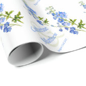 Bruiloft blauwe delphinium kunst aangepaste wrap cadeaupapier (Rol Hoek)