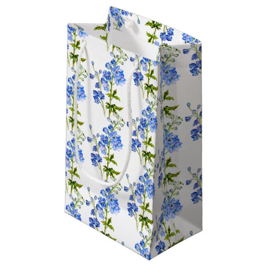 Bruiloft blauwe delphinium kunst patroon klein cadeauzakje (Voorkant Gekanteld)