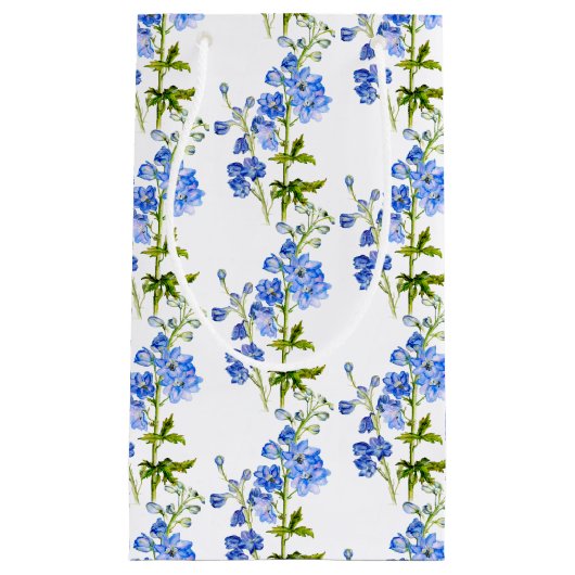 Bruiloft blauwe delphinium kunst patroon klein cadeauzakje (Voorkant)