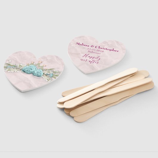 Bruiloft - Blauwe Rozen en Kroonbloemboeket Handwaaier (Niet-gemonteerd)