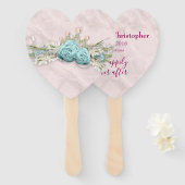 Bruiloft - Blauwe Rozen en Kroonbloemboeket Handwaaier (Voorkant en achterkant)