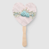 Bruiloft - Blauwe Rozen en Kroonbloemboeket Handwaaier (Voorkant)