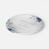 bruiloft blauwe rozen papieren bordje (Gekanteld)