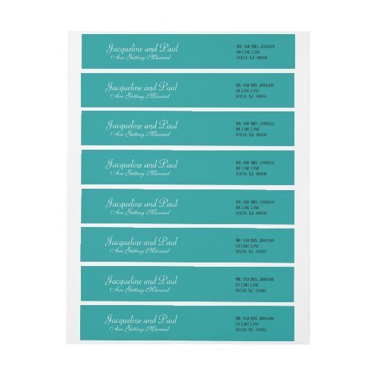Bruiloft Blauwgroen Groene Adresetiketten (Vel)