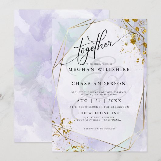 BRUILOFT | Bleek Lila Seafoam Green Gold Jaspé (Voorkant / Achterkant)