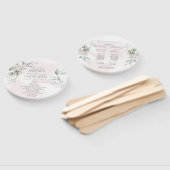 Bruiloft | Bleke roze bloemen Zilveren Sage Leaves Handwaaier (Niet-gemonteerd)